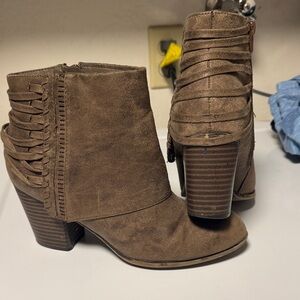 Fergalicious Taupe Ankle Boots with Braided Detail